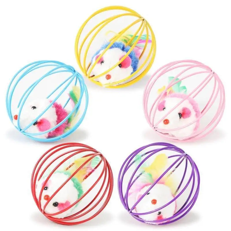 Interactive Cat Mouse Toy – Colorful Mouse in Cage