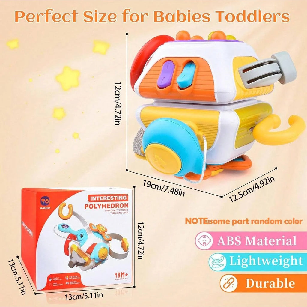 10-in-1 Montessori Busy Board Cube for Toddlers, Sensory Learning Toy