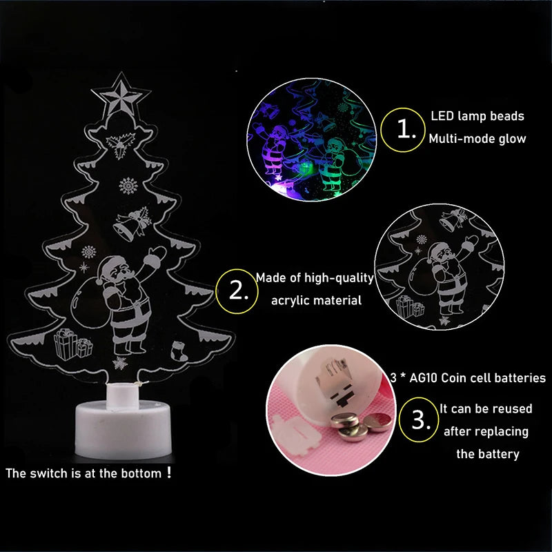 Christmas Mini LED Light Snowman Santa Tree Night Light