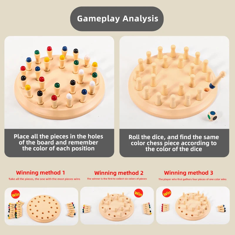 Memory Chess Matching Game: Family Board Games for Kids and Adults, Montessori Preschool Learning Educational Toy