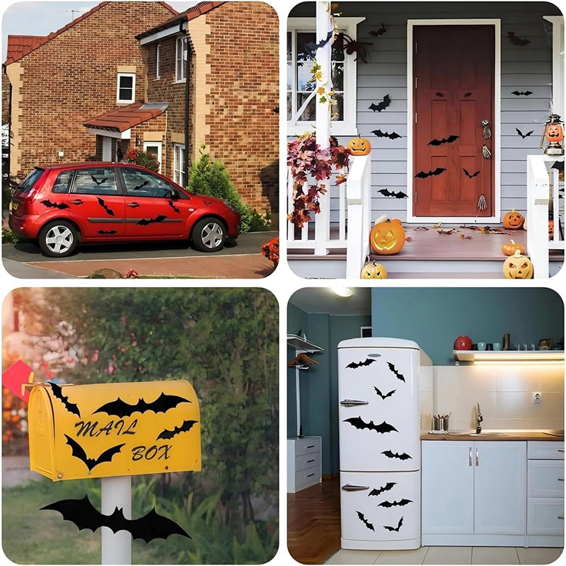 12-Pack 3D Halloween Bat Wall Stickers for Home & Party Decor