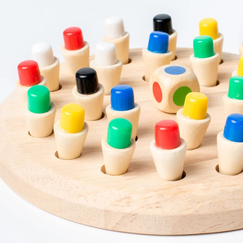 Wooden Memory Match Game – Color Matching Board Puzzle