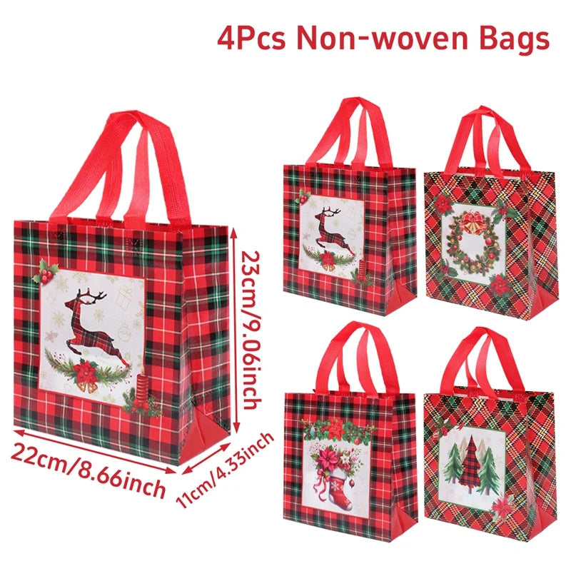 Christmas Gift Bags 4 Pcs Santa Holiday Party Favor Bags