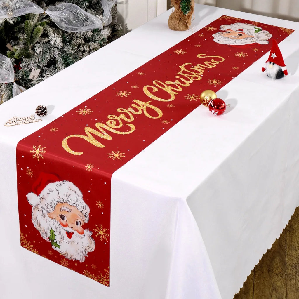 Santa Claus Christmas Table Runner – Holiday Table Decor