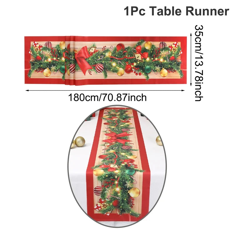 Santa Claus Christmas Table Runner – Holiday Table Decor
