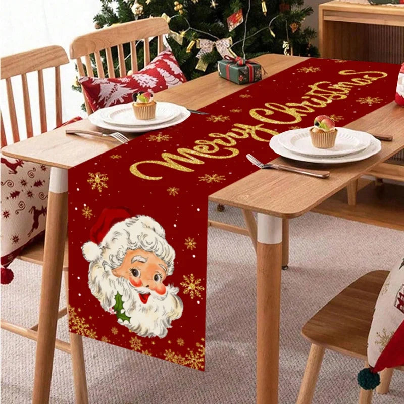 Santa Claus Christmas Table Runner – Holiday Table Decor