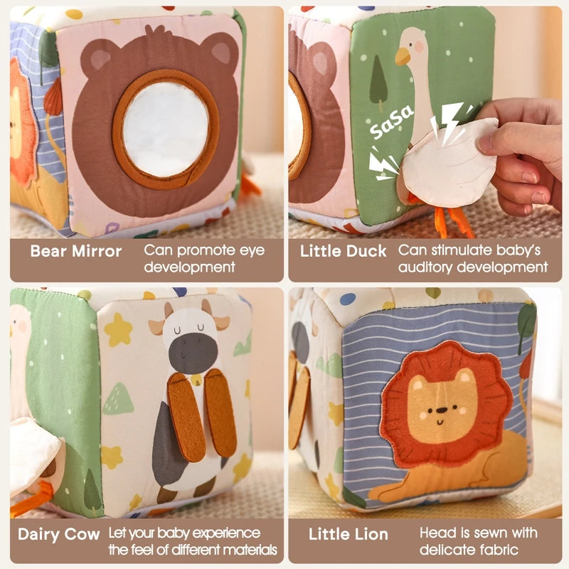Montessori Tissue Box Sensory Toy – Soft Cloth Activity Cube