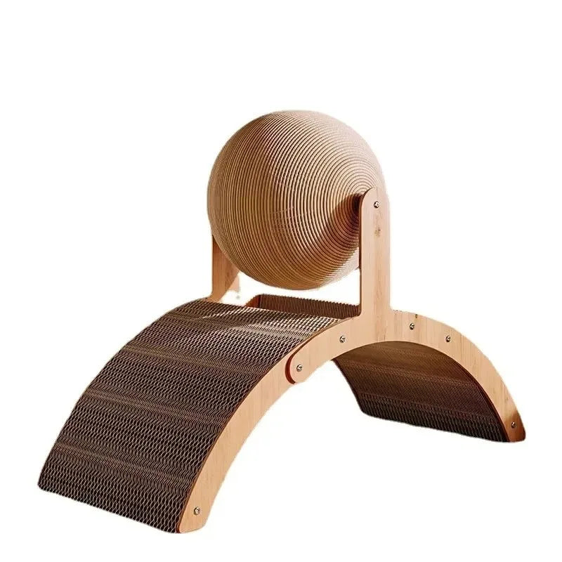 5A-Cat Scratching Ball Wooden Cat Scratcher  Natural Sisal Scratch Board Scratching Column Wear-Resistant Paw Wood Scraper