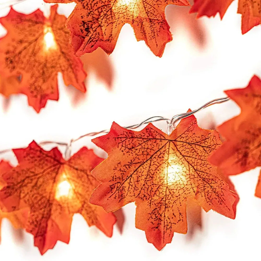 Halloween Maple Leaf String Lights for Fall & Thanksgiving Decor