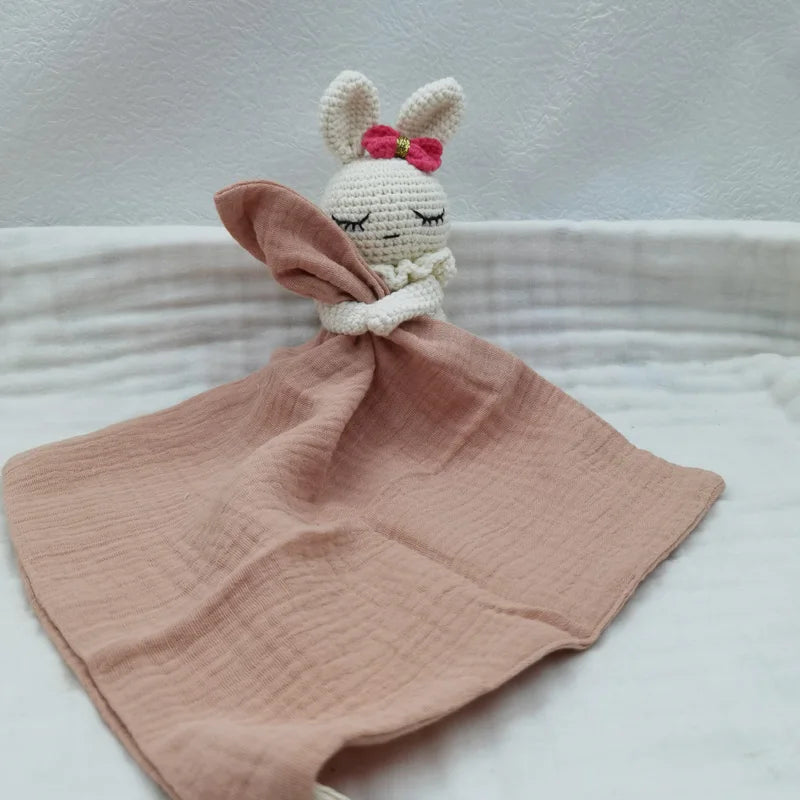 Crochet Soother Appease Towel Bib Soft Bunny Bear Sleeping Doll Teether Infants Comfort Sleeping Nursing Cuddling Doudou Blanket