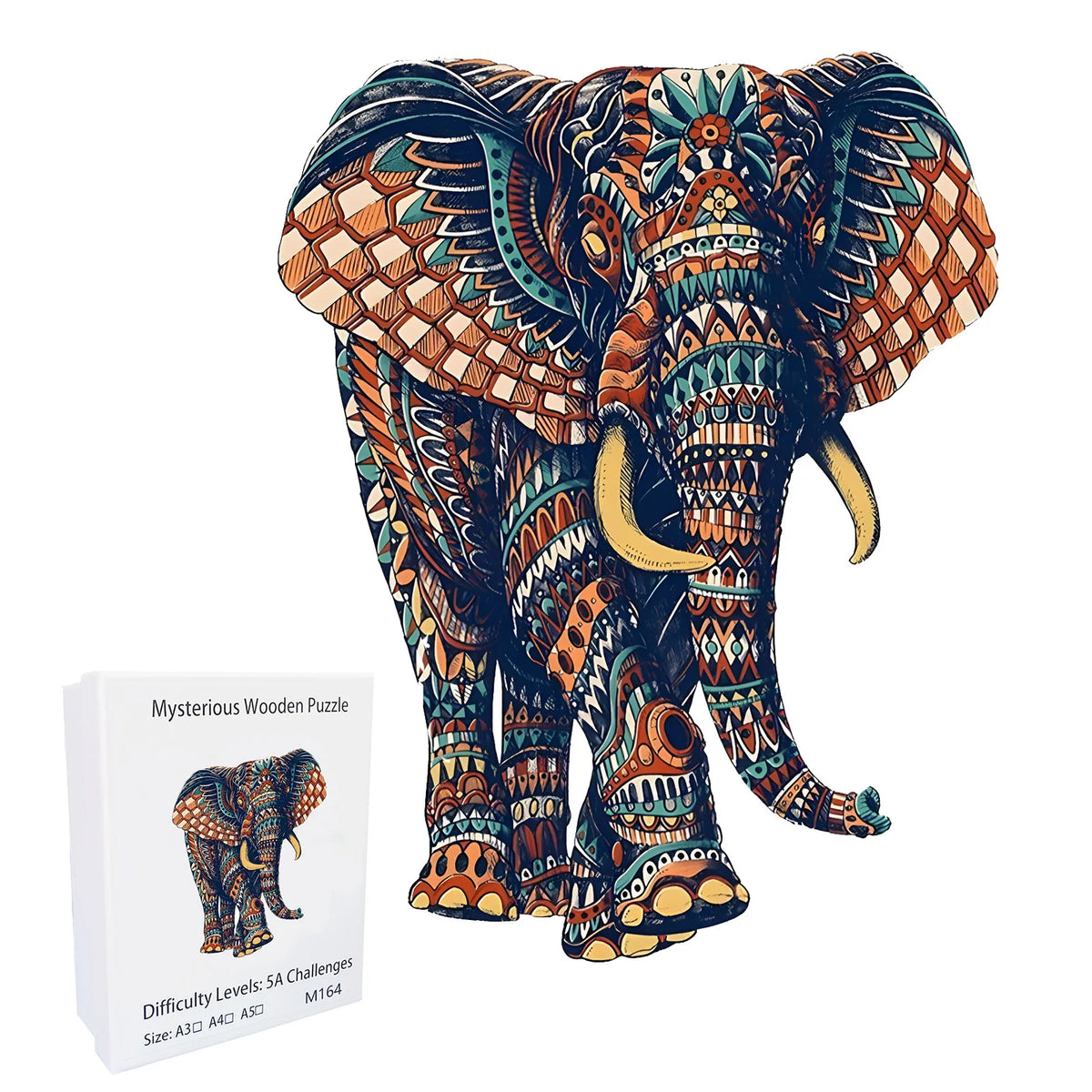 Elephant Wooden Puzzle – Irregular 3D Animal Jigsaw