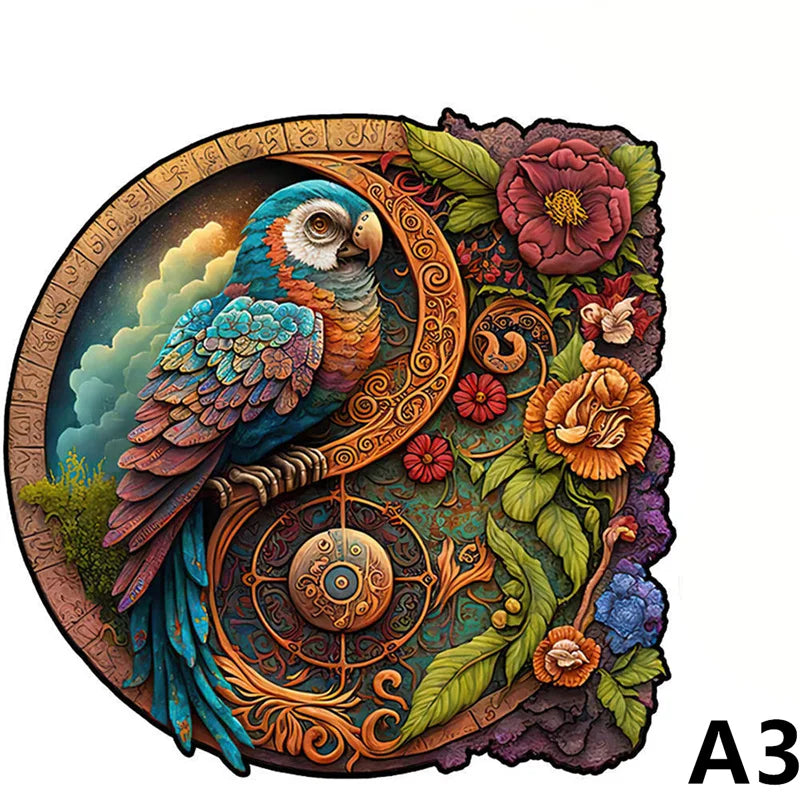 Wooden Animal Puzzle 3D Adult Peacock Bird Fox Jigsaw