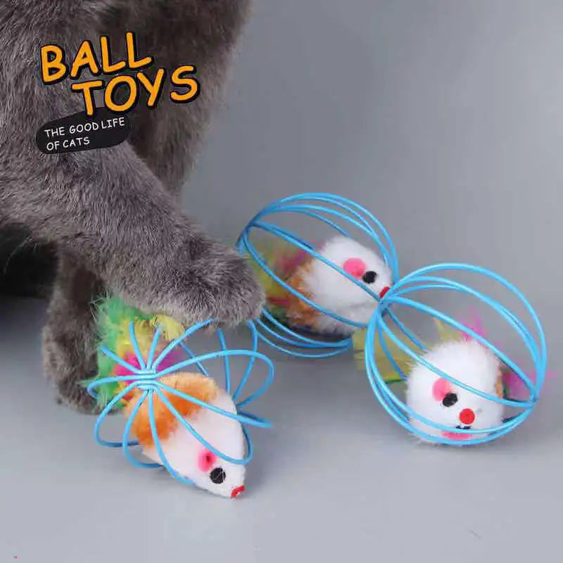 Interactive Cat Mouse Toy – Colorful Mouse in Cage