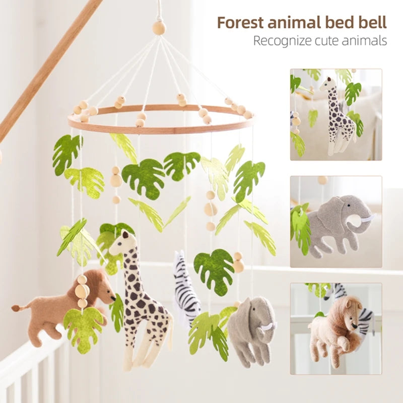 Baby Crib Mobile Toy – Felt Forest Animal Hanging Rattle