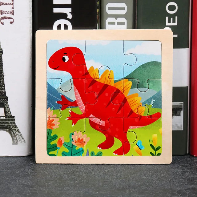 Wooden Animal Tangram Puzzle – 3D Cartoon Jigsaw