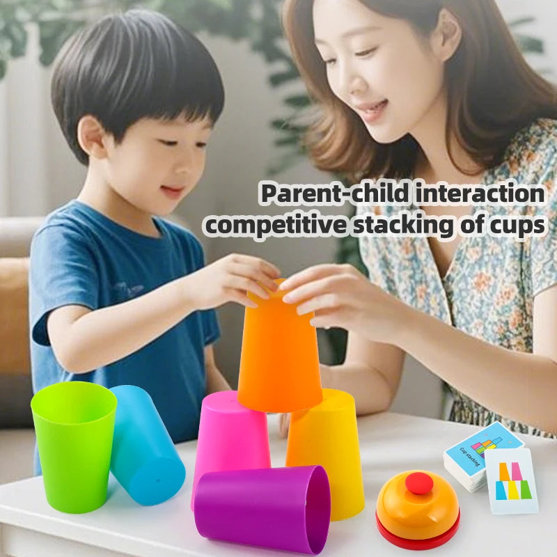 1 Piece Children's Stacking Cup Game, Color Sorting Cognitive Training Stacking Cup Toy, Educational Competitive Activity Prop, Suitable for Boys and Girls, Ideal for Christmas, New Year's Day, Christmas Eve, Birthday Gifts