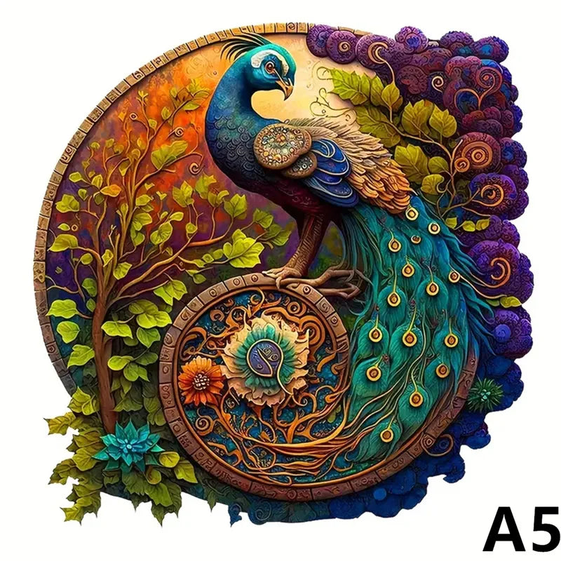 Wooden Animal Puzzle 3D Adult Peacock Bird Fox Jigsaw