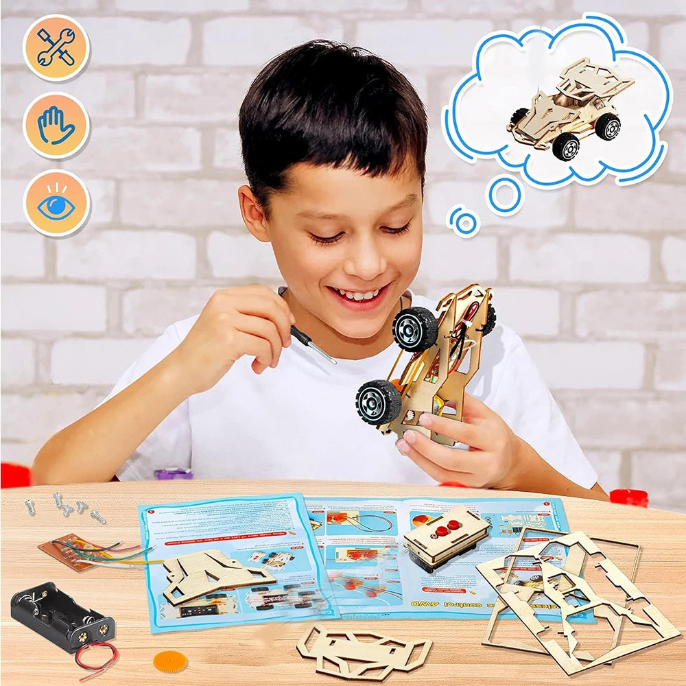 DIY Wooden Remote Control Car Kit for STEM Learning and Racing