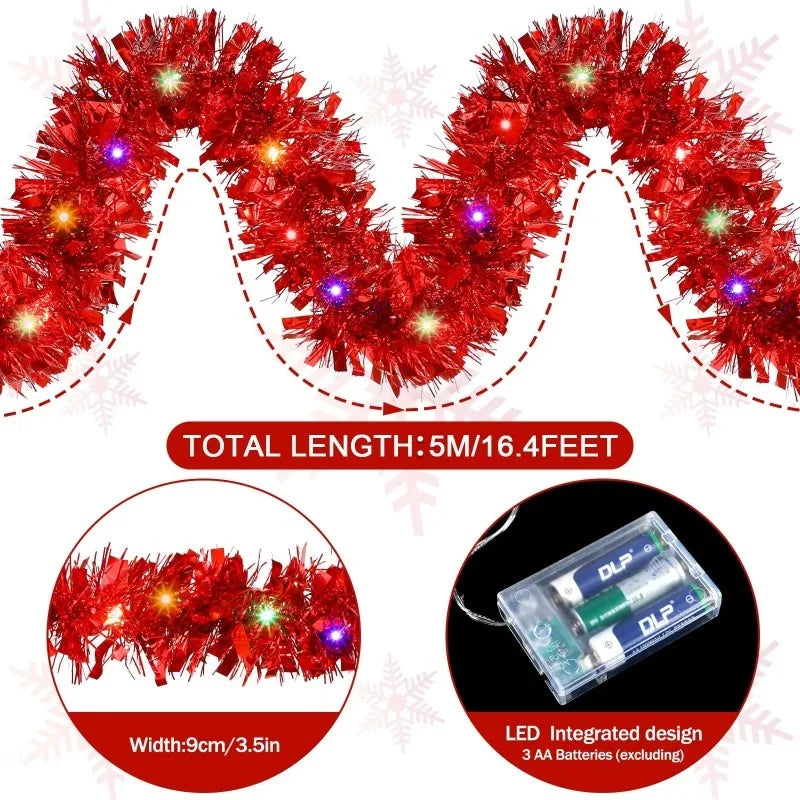 Christmas Tinsel Garland 5M Festive Tree Hanging Decoration