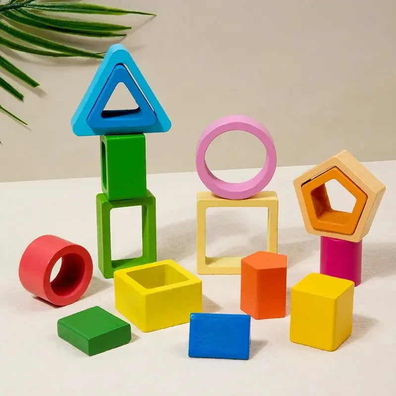 Wooden Shape Sorting Toy for Toddlers, Color Matching Puzzle
