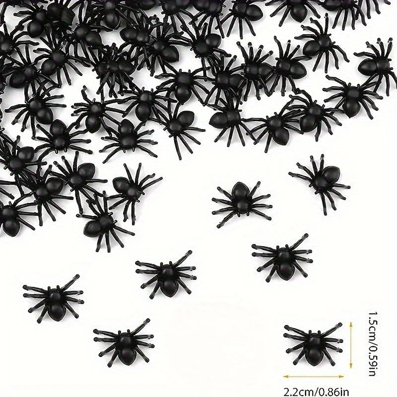Mini Plastic Spider Decorations for Halloween Pranks & Haunted Houses