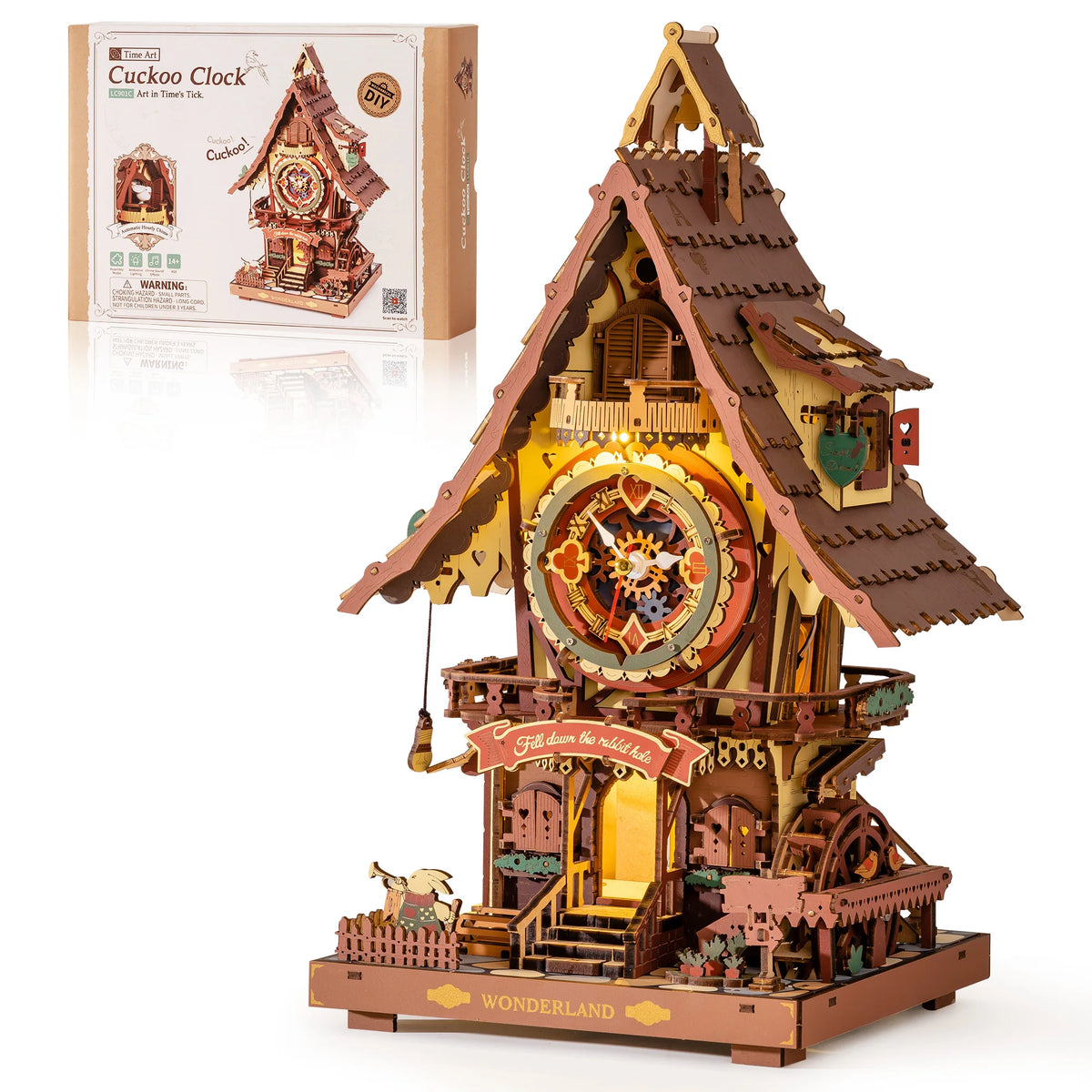 Wooden 3D Puzzle Mechanical Cuckoo Clock DIY Building Kit