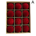Christmas Ball Ornaments 12 Pcs Flocked Velvet Tree Decorations