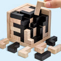 3D Cube Wooden Puzzle – Interlocking Luban Brain Teaser