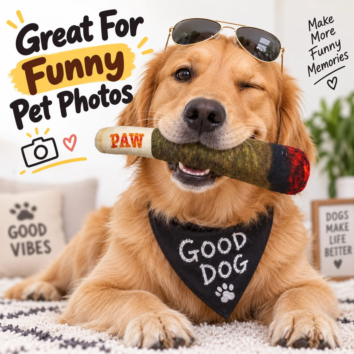 Cigar-Shaped Plush Dog Toy – Funny Squeaky Pet Toy