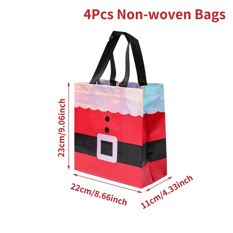 Christmas Gift Bags 4 Pcs Santa Holiday Party Favor Bags
