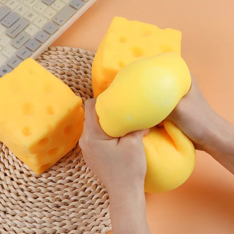 Giant Cheese Squishy Toy – Slow-Rising Cube Fidget