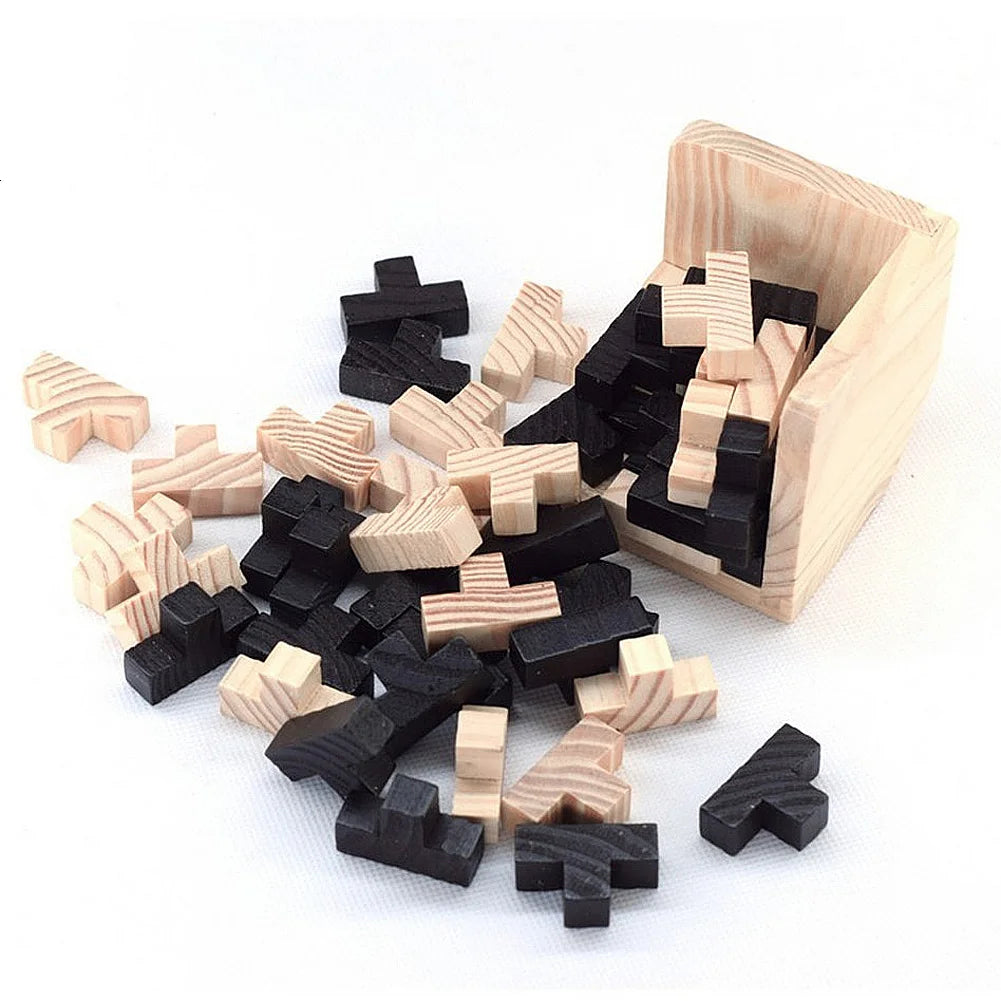 3D Cube Wooden Puzzle – Interlocking Luban Brain Teaser