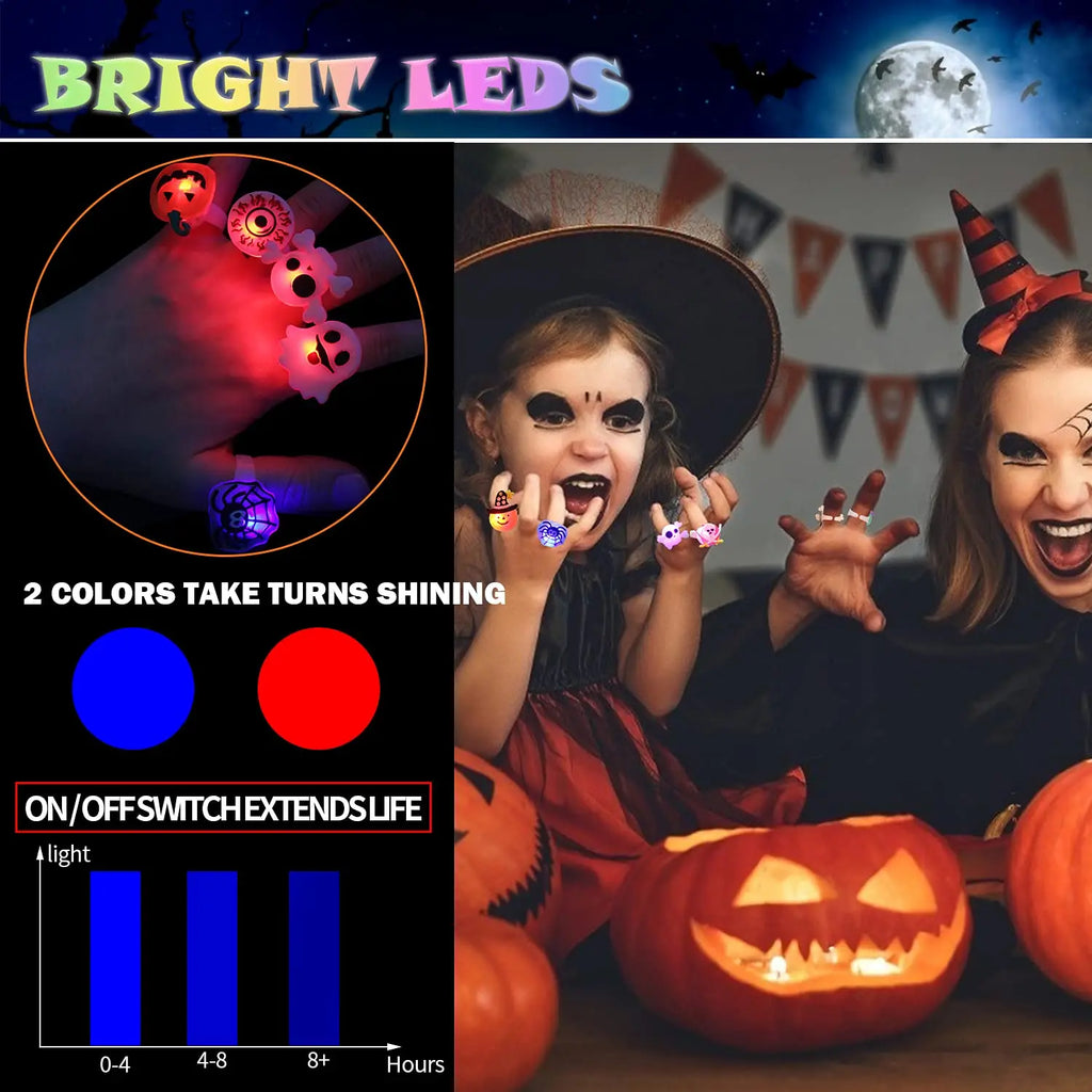Halloween Light Up Rings – 50 Pcs LED Party Favors