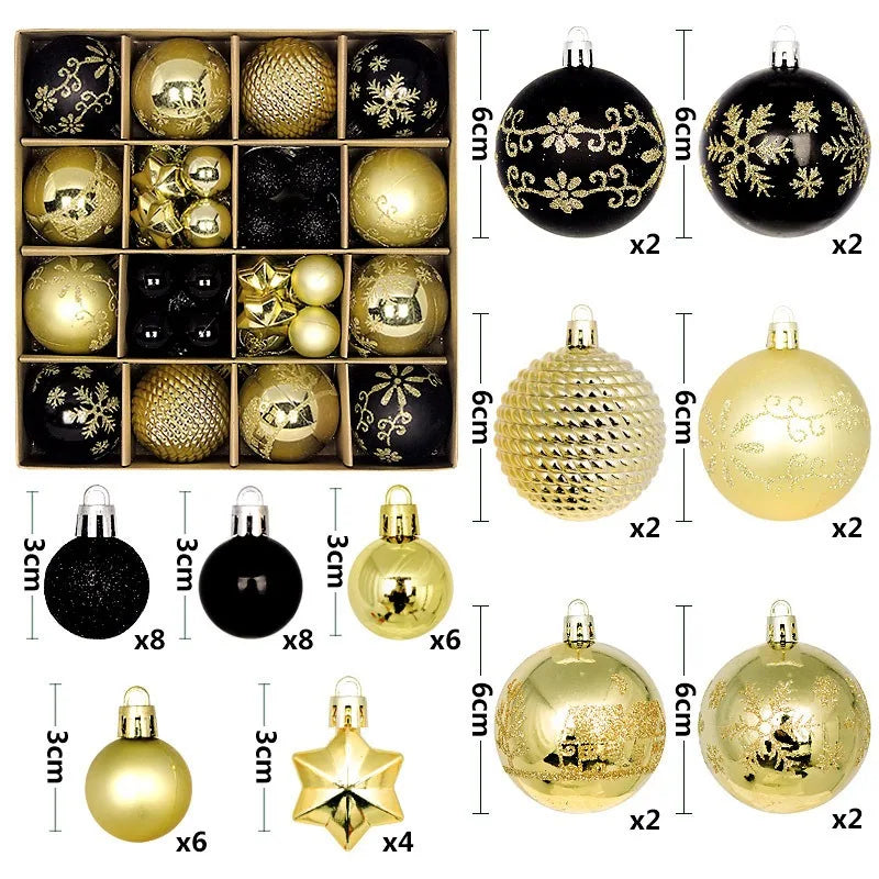 Christmas Ball Ornaments 44 Pcs 3-6CM Christmas Tree Decor Set
