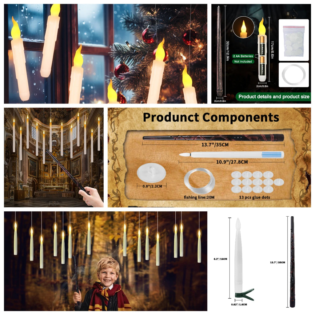 Floating LED Candles with Magic Wand Remote