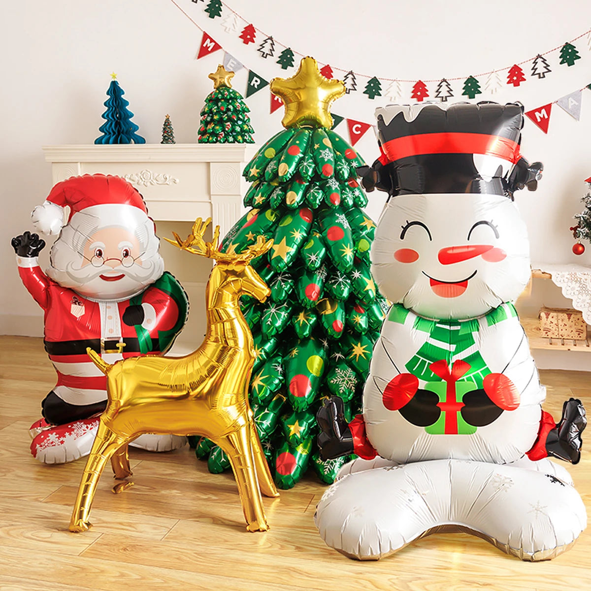 Christmas Foil Balloon Santa Snowman Tree Moose Decoration