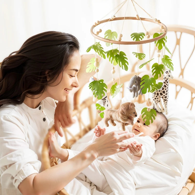 Baby Crib Mobile Toy – Felt Forest Animal Hanging Rattle