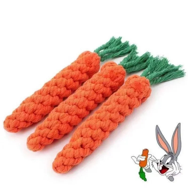 Carrot Dog Rope Chew Toy – Braided Cotton Teething Toy