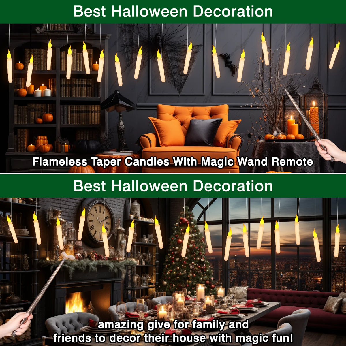 Floating LED Candles with Magic Wand Remote