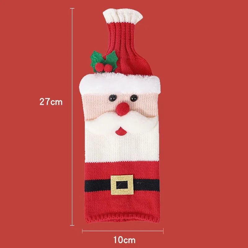 Christmas Wine Bottle Cover Santa Snowman Table Decoration
