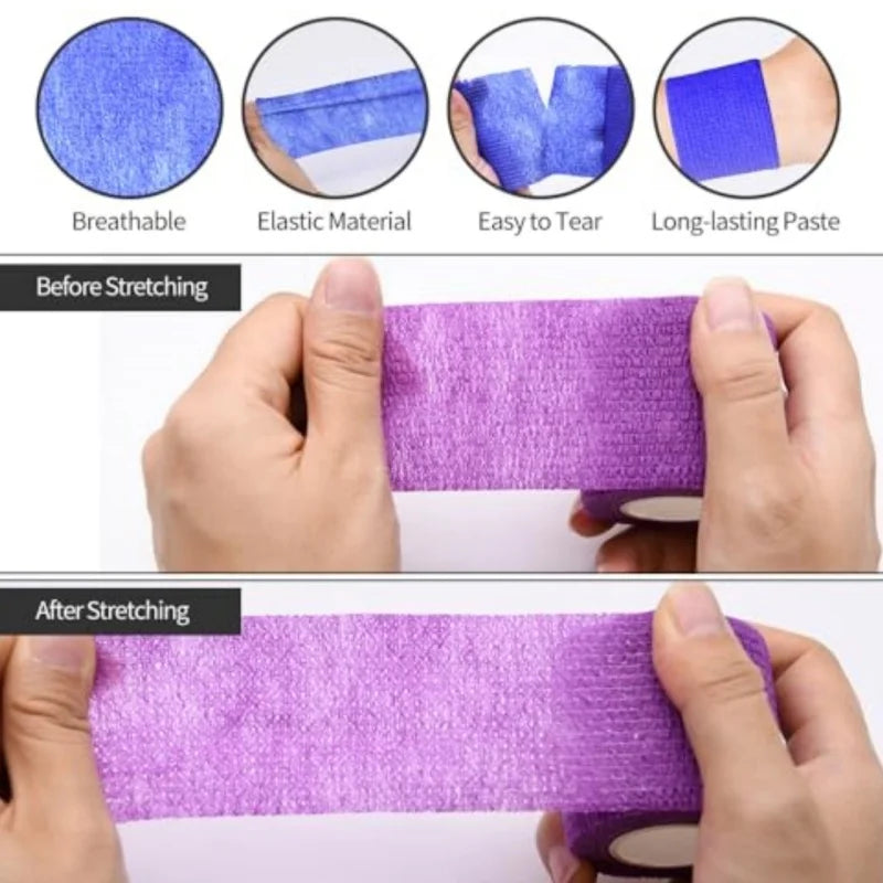 1Pcs 5cm Self-Adhesive Elastic Bandage - Sports Elastic Bandage, Pet Bandage, Protect Wrist, Ankle, Finger and Toe (Multi-Color)