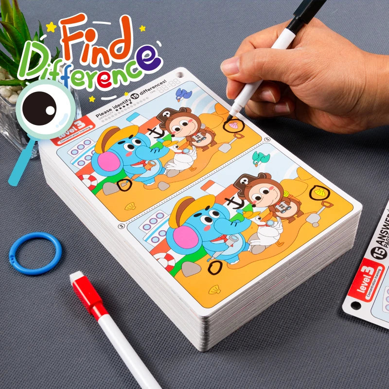Find the Difference Game for Kids, 10 Reusable Puzzle Cards