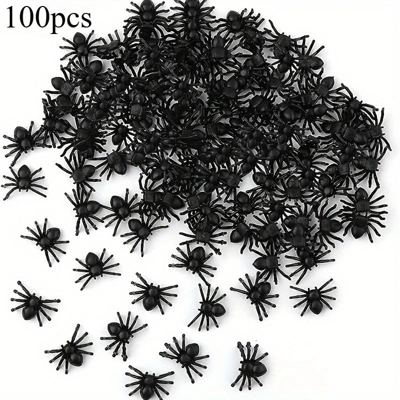 Mini Plastic Spider Decorations for Halloween Pranks & Haunted Houses