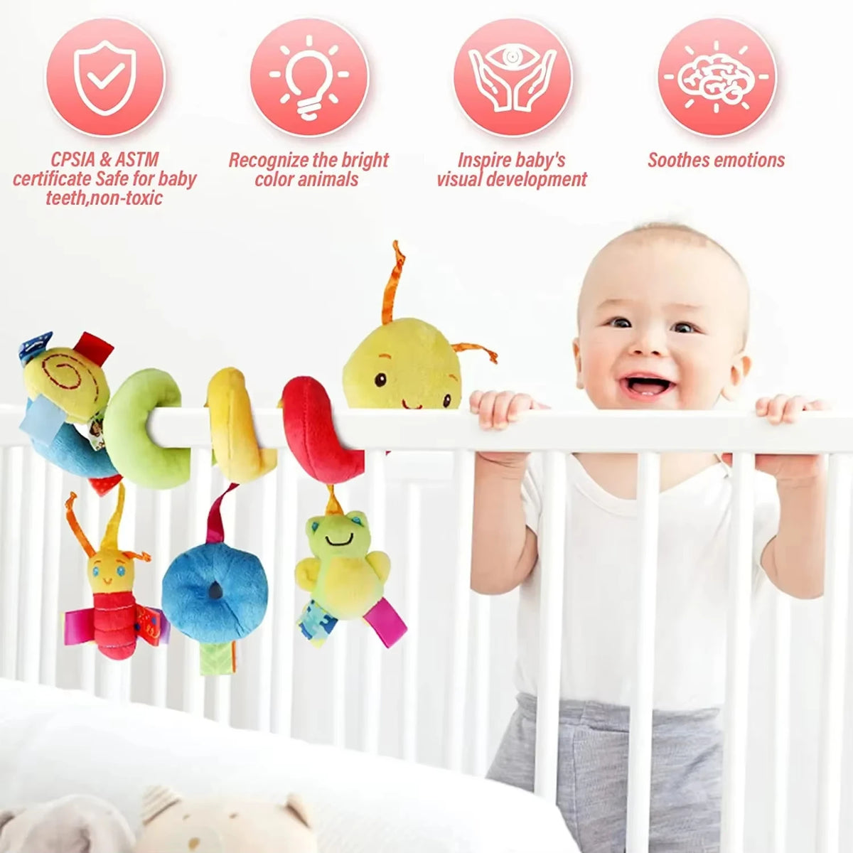 Baby Spiral Stroller Toy – Hanging Rattle for Infants
