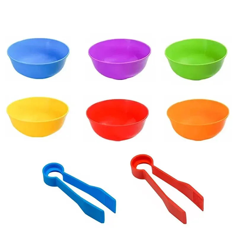 Rainbow Counting and Sorting Toy Set with Tweezers for Kids