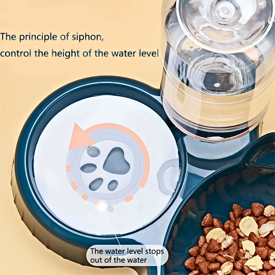 3-in-1 Cat Food and Water Bowl Set with Gravity Dispenser