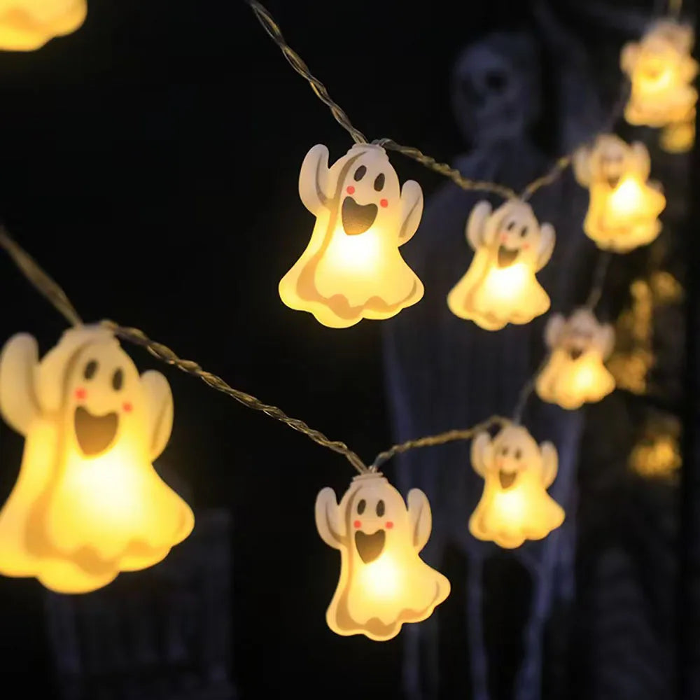 Halloween LED String Lights with Pumpkin, Ghost & Spider Web Designs