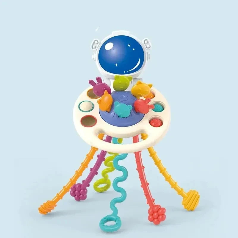 Silicone Baby Teether Toy – Duck Pull String Sensory Toy