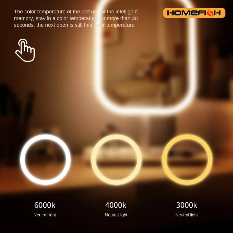 LED Vanity Mirror – Touch Control, 3 Light Colors