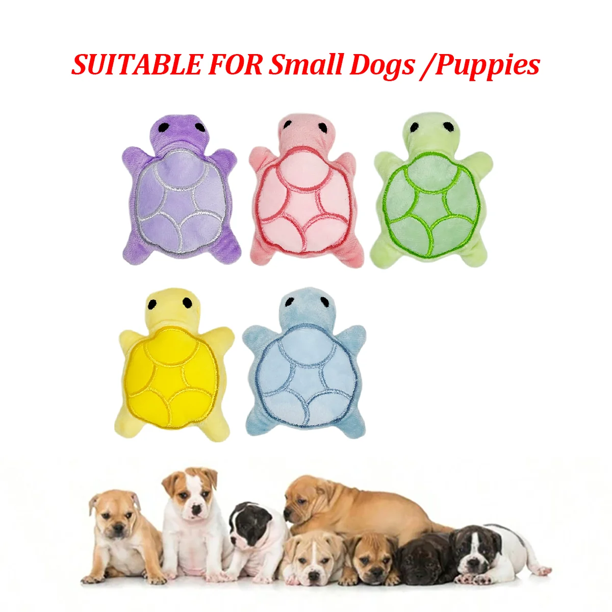 Mini Turtle Plush Dog Toy with Squeaker, 10cm